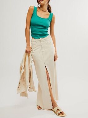 BNWT✨We The Free Cream Maxi Skirt with Front Slit- Size 10🤍